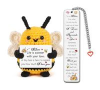 FCZIVA Mum from Daughter Son Handmade Crochet Cute Bee Birthday Presents for Mummy Bookmark 2pc Set Gifts Mummy Christmas Retirement Thanksgiving Mom Life Is Sweeter with Your Love