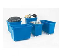 VFM Bottle Skip 930 x 340 x 550mm 4 x 50mm Swivel Blue 328239