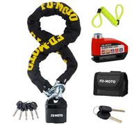Fd-Moto 1.0M X 10mm Motorcycle Chain Padlock Black / Red Alarm Disc Lock Reminder Cable