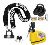 Fd-Moto 1.2M X 10mm Motorcycle Chian Lock U Lock And Alarm Brake Disc Lock Yellow And Black Ground Anchor Security