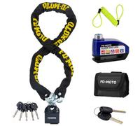 Fd-Moto 1.5M X 10mm Motorcycle Chain Padlock Black / Blue Alarm Disc Lock Reminder Cable