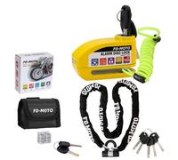 Fd-Moto 1.8M X 10mm Chain Lock Motorcycle And Disc Lock Yellow Reminder Cable Set