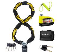 Fd-Moto 1.8M X 10mm Motorcycle Chain Padlock Black / Green Alarm Disc Lock Reminder Cable
