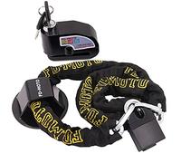 FD-MOTO 3.9KG 1.8M*10mm Chain Lock + Alarm Brake Disc Lock Black + Ground Anchor Heavy Duty for Motorbike Motorcycle Scooter Bike Bicycle ATV