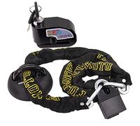 FD-MOTO 3.9KG Steel 1.8M*10mm Chain Lock Padlock + Alarm Brake Disc Lock Black + Ground Wall Anchor Heavy Duty for Motorbike Motorcycle Scooter Bike Bicycle ATV