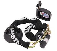FD-MOTO 3KG Steel 1.2M*10mm Chain Lock Padlock + Alarm Brake Disc Lock Black + Ground Wall Anchor Heavy Duty for motorbike motorcycle scooter bike bicycle ATV