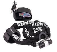 FD-MOTO 4KG Anti-Theft 1.8M*10mm Chain Lock Padlock + Alarm Brake Disc Lock Black + Ground Wall Anchor Heavy Duty for Motorbike Motorcycle Scooter Bike Bicycle ATV