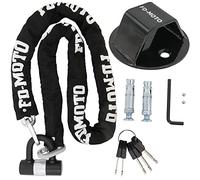 FD-MOTO Steel 3.4KG 1.5M*10mm Chain Lock + Ground Wall Anchor Anti-Theft Heavy Duty for Motorbike Motorcycle Scooter Bike Bicycle ATV