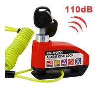 Fd-Moto Ukca & Ce Approved Motorcycle Alarm Disc Lock Motorbike Security With Cable Black / Red