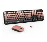 FD Wireless Keyboards and Mouse Combo - 2.4GHz USB Cordless, Cute Wireless Keyboard Round Keys, Quiet and Slim Set for Laptop, Computer, TV and Mac - BlackBerry Gradient Colorful