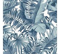 FD24133 - Solstice Tropical Leaf Blue Fine Decor Wallpaper