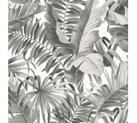FD24134 - Solstice Tropical Leaf Grey Fine Decor Wallpaper