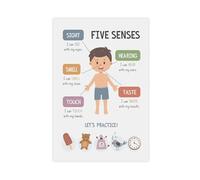 FDBEKPJY Five Senses Kids Classroom 5 Senses Printable Canvas Poster Bedroom Decor Print Picture Paintings 20x30inch(50x75cm)