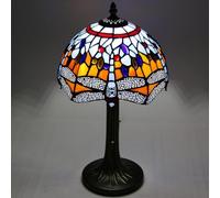 FDBNBJHJE Desk lamp Lamp, Dragonfly, Blue Purple Table, Stained Glass Reading Light Decor Beside Bedroom Living Room Study Home Office,Birthday Gift,10X16 inch,Red(Yellow)