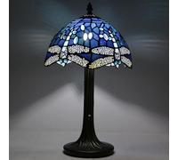 FDBNBJHJE Desk lamp Lamp, Dragonfly, Blue Purple Table, Stained Glass Reading Light Decor Beside Bedroom Living Room Study Home Office,Birthday Gift,10X16 inch,Red(Yellow)