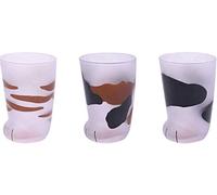 FDCAI Set of 3 Cat Paw Matte Glass Cups - Heat Resistant, Creative Milk Mugs, 300 ml - Valentine's Gift