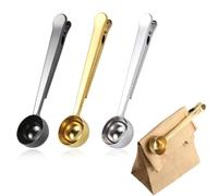 FDCGAS Coffee Spoon Scoop, Pack of 3 Coffee Scoops, with Bag Sealing Clip, Stainless Steel Measuring Spoon, Coffee Spoon with Coffee Bag Clip for Ground Coffee, Espresso, Coffee Beans