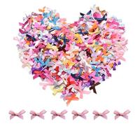FDCGAS Mini Satin Ribbon Bows - Pack of 100 2.5 cm Satin Ribbon Bows Mini Double Sided Colour Bow Mini Ribbon Bowtie for Sewing, Wedding Decoration, Cards, DIY Crafts, Hair Bow Hat, Gift