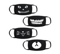 FDCGAS Pack of 4 anime masks, washable face mask, fabric mask, cotton mask, anime cartoon mouth guard, emotion mask with motif, dustproof, fashion, cotton, anti-dust, reusable