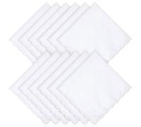 FdcLixuvol 12 Pcs White Handkerchief, Women's Men's Handkerchiefs Soft Scalloped Edge Handkerchiefs, Small Pocket Squares Hankies Handkerchief for Wedding Party Gift Embroidery (11 x 11 Inch)