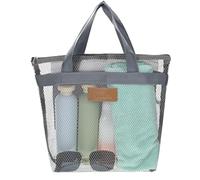 FdcLixuvol 2 pcs Grey Mesh Shower Caddy Bag, Portable Hanging Showers Bag Large Capacity Travel Shower Caddy with Zipper for Gym, College Dorm, Yoga, Swimming Pool, Toiletries