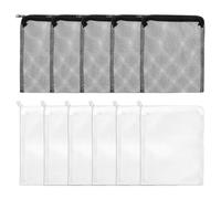 FdcLixuvol Aquarium Filter Media Bags with Zipper, 10 Pcs Aquarium Media Bag Reusable Aquarium Mesh Bag, Black, White (8" x 6")
