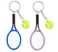 FdcLixuvol Tennis Keychain, 2 Pcs Cute Tennis Accessories Colorful Mini Sport Party Decorations Fashionable Jewelry Ball Key Ring Bag Charm for Sport Lovers Team, Women, Men (Blue, Purple)