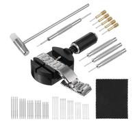 FdcLixuvol Watch Strap Repair Tool Set, 52 Pieces Adjust Watch Strap Tool, Repair Kit with Watch Regulators, Watch Pins, Hammers, Spring Bars, Watch Hammer, Punch Needle (Black)