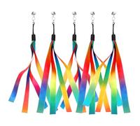 FdcZeyxior 5 Pcs Cat Toys Wand Replacement, Interactive Kitten Rainbow Wand Toy, Portable Cat Teaser Wands, Cats Ribbon Refill Attachment Toys with Bell for Most Cats Kittens Small Pets
