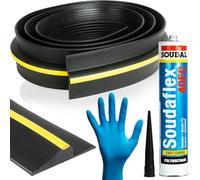 FDD4U Garage Door Floor Threshold Weather Seal - 8 Foot, Heavy Duty, Garage Door Draught Excluder w/Yellow Stripe - Perfect Airtight Weather Seal - External Door Threshold Strip (18mm H x 85mm W)
