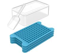 FDDBI Mini Ice Cube Tray for Freezer: 4PCS Easy Release Nugget Ice Trays with Bin - 117pcs 0.4 Inch Small Ice Cubes, Blue