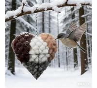 FDDYA Handmade Alpaca Fiber Bird Nesting Heart, Birds Nests Material Holder, Hummingbird Nest Box for Outside Garden, Winter Cozy Birdhouse Gift for Bird Lovers(2PCS)