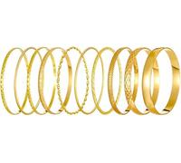 FDEETY 10-Piece Women’s Bangle Bracelet Set Boho Indian Style Multi Stacking Bangles Comfortable Glossy Fashion Jewelry Gift(Gold)