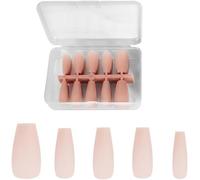 FDEETY 100 Pcs Short False Nails Nude Square Short False Nails Acrylic Full Cover Short Fake Nails Tips Press on Nails for Girls Women (Light Pink,S)