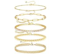 FDEETY 5 Pcs Gold Bracelet for Women Layered Bracelets Gold Bracelets Set Hand Chain Jewelry Accessories gifts for Women and Girls (Type-A)