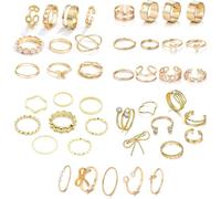 FDEETY Assorted Stackable Knuckle Rings Set Dainty Bow Butterfly Heart Chain Twisted Band Adjustable Statement Jewelry Collection