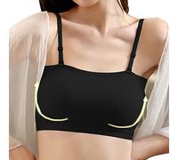 FDEETY Bandeau Bra Seamless Strapless Bra Tube Tops Soft Soft Sports Bras with Convertible Straps (L/Black)