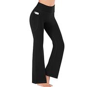 FDEETY Bootcut Yoga Pants High Waisted Stretch Workout Flare Pants Tummy Control Athletic Trousers with Pockets (S) Black