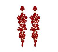 FDEETY Earrings for Women Jewellery Long Dangle Hypoallergenic Earrings Rhinestone Art Deco Chandelier Earrings Sparkly Crystal Vintage Style Wedding Birthday Prom Bridal(Red>