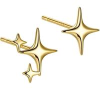 FDEETY Earrings for Women Silver Stud Earrings S925 Silver Post Star Earrings Hypoallergenic Delicate Fashion Asymmetric Small Stud Earrings Jewelry for Teen Girls Gifts(Gold A)