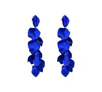 FDEETY Long Rose Petal Earrings for Women Girls - Vintage Dangle Exaggerated Flower Drop Statement Floral Tassel Earrings (Blue)