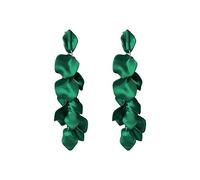 FDEETY Earrings for Women Girls Long Rose Petal Earrings Vintage Dangle Exaggerated Flower Earrings Elegent Drop Statement Floral Tassel Earrings Colourful Earrings (Dark Green)