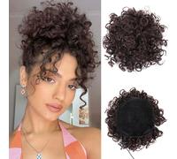 FDEETY Messy Bun Short Ponytail Hair Piece Drawstring Hair Extensions Curly Wavy Hair Puff Synthetic for Women Scrunchy Fake Hairpieces Accessories Scrunchies((Medium Brown)