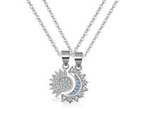 FDEETY Partnerketten Personalisiert Edelstahl Paar Halskette Sonne und Mond Halskette Edelstein-Halskette, Ajustable, Stainless Steel