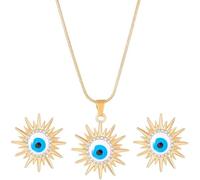 FDEETY Sun Jewellery Set Pendant Necklaces Earrings Set Fashion Accessories Gifts for Women Girls (Gold-2)
