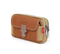 FDEETY Tactical Molle Pouch Mobile Phone Belt Multipurpose Utility EDC Waist Pack Gadget Tool Organizer Bag for Sports Hiking Camping (Horizontal-Khaki)