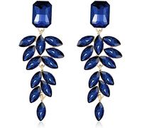 FDEETY Teardrop Dangle Earrings Elegant Dangle Tassel Earrings Bridal Crystal Earrings for Women and Girls Wedding Prom Party (Blue)