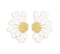 FDEETY Women's Daisy Flower Vintage Stud Earrings - Fashion Jewellery Gifts (White)