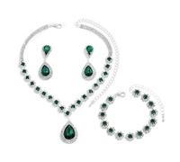FDEETY Women's Elegant Glamour Jewellery Set Bridal Wedding Jewellery Set Pendant Necklace and Bracelets Earrings with Rhinestones Jewellery Gift, Rhinestone