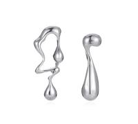 FDEETY Women's Irregular Water Drop Earrings Silver Dangle Earrings Mismatched & Asymmetrical Perfect for Holidays Birthdays Graduation